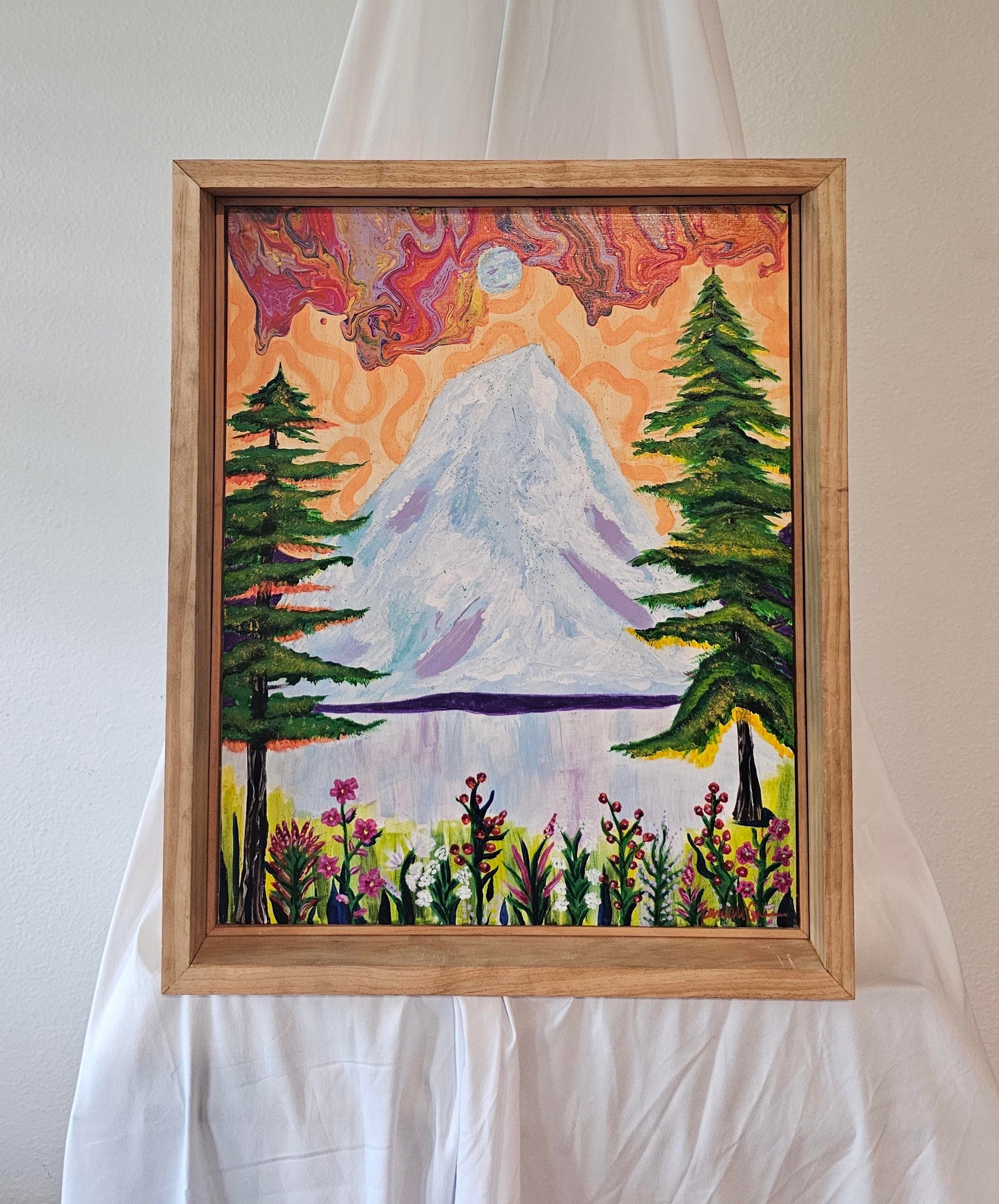 colorful mountain marbled painting